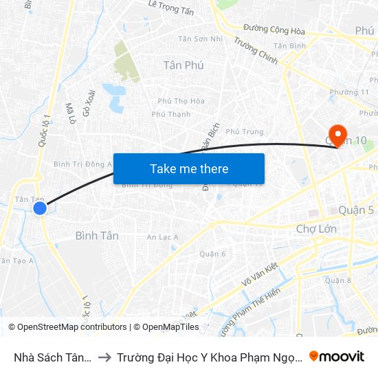 Nhà Sách Tân Tạo to Trường Đại Học Y Khoa Phạm Ngọc Thạch map