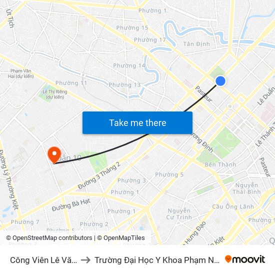 Công Viên Lê Văn Tám to Trường Đại Học Y Khoa Phạm Ngọc Thạch map