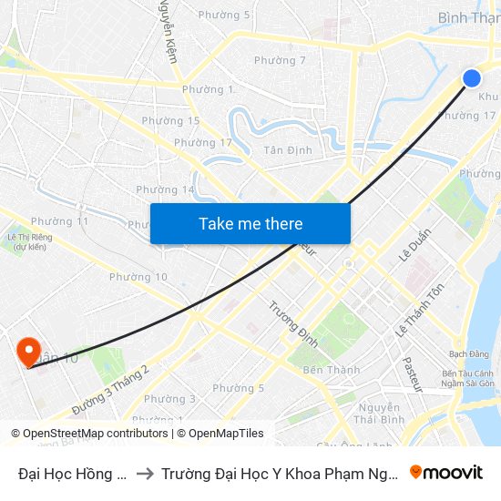 Đại Học Hồng Bàng to Trường Đại Học Y Khoa Phạm Ngọc Thạch map