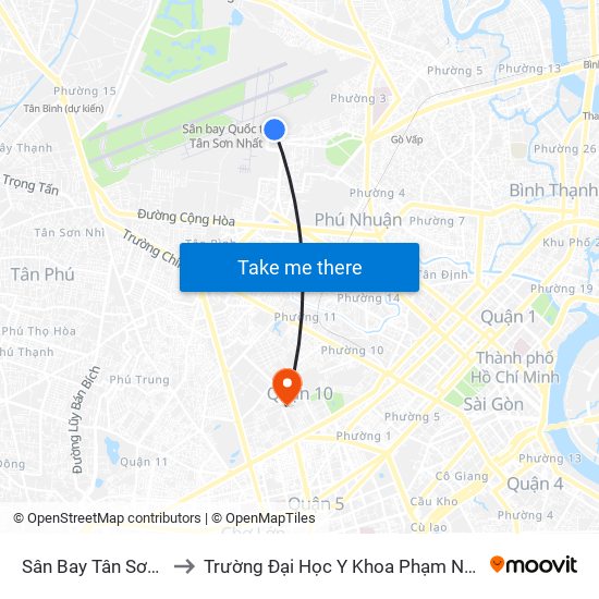 Sân Bay Tân Sơn Nhất to Trường Đại Học Y Khoa Phạm Ngọc Thạch map