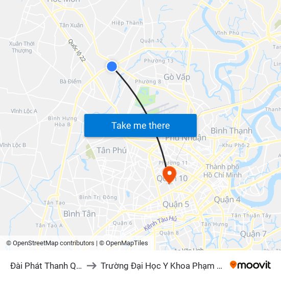 Đài Phát Thanh Quán Tre to Trường Đại Học Y Khoa Phạm Ngọc Thạch map