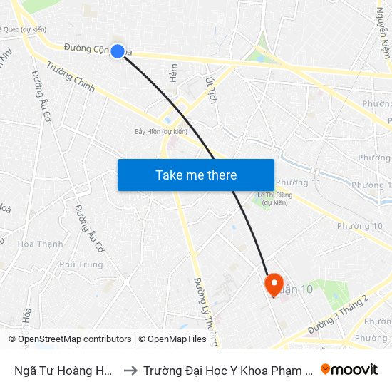 Ngã Tư Hoàng Hoa Thám to Trường Đại Học Y Khoa Phạm Ngọc Thạch map