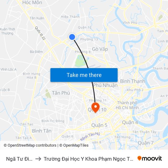 Ngã Tư Đình to Trường Đại Học Y Khoa Phạm Ngọc Thạch map