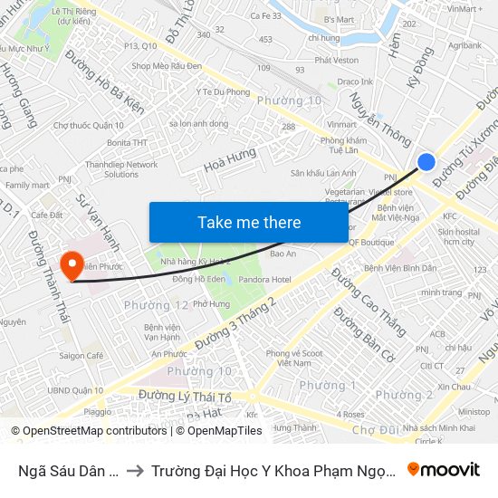 Ngã Sáu Dân Chủ to Trường Đại Học Y Khoa Phạm Ngọc Thạch map