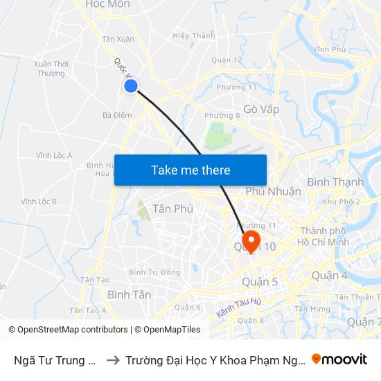 Ngã Tư Trung Chánh to Trường Đại Học Y Khoa Phạm Ngọc Thạch map