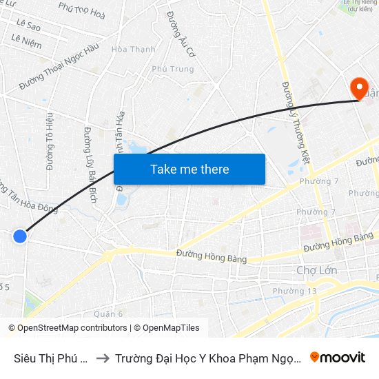 Siêu Thị Phú Lâm to Trường Đại Học Y Khoa Phạm Ngọc Thạch map