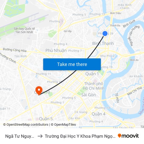 Ngã Tư Nguyễn Xí to Trường Đại Học Y Khoa Phạm Ngọc Thạch map