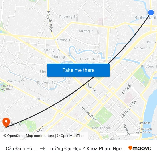 Cầu Đinh Bộ Lĩnh to Trường Đại Học Y Khoa Phạm Ngọc Thạch map