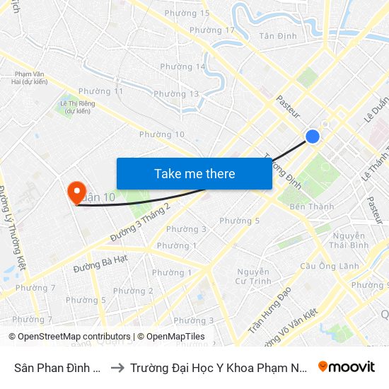 Sân Phan Đình Phùng to Trường Đại Học Y Khoa Phạm Ngọc Thạch map