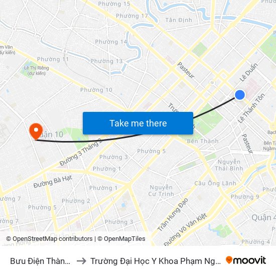 Bưu Điện Thành Phố to Trường Đại Học Y Khoa Phạm Ngọc Thạch map