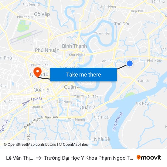 Lê Văn Thịnh to Trường Đại Học Y Khoa Phạm Ngọc Thạch map