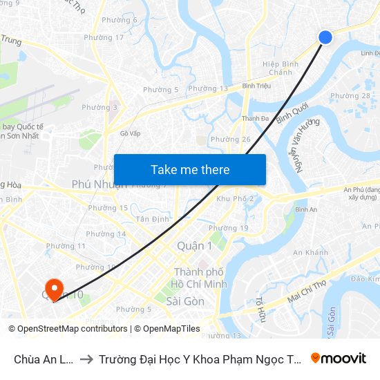 Chùa An Lạc to Trường Đại Học Y Khoa Phạm Ngọc Thạch map