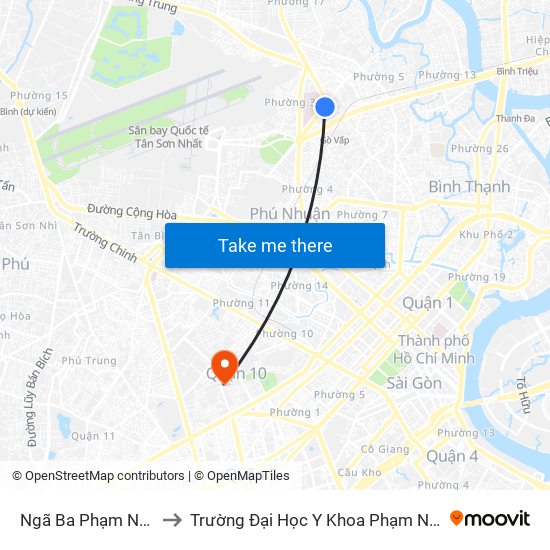 Ngã Ba Phạm Ngũ Lão to Trường Đại Học Y Khoa Phạm Ngọc Thạch map