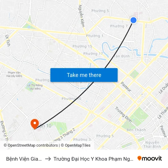 Bệnh Viện Gia Định to Trường Đại Học Y Khoa Phạm Ngọc Thạch map