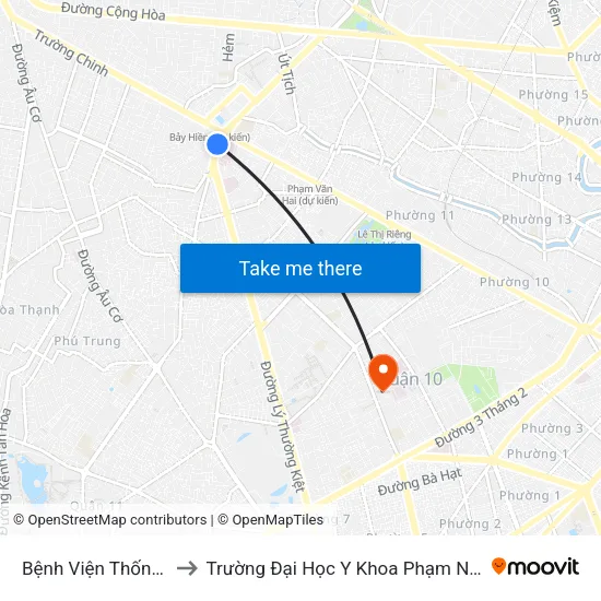 Bệnh Viện Thống Nhất to Trường Đại Học Y Khoa Phạm Ngọc Thạch map