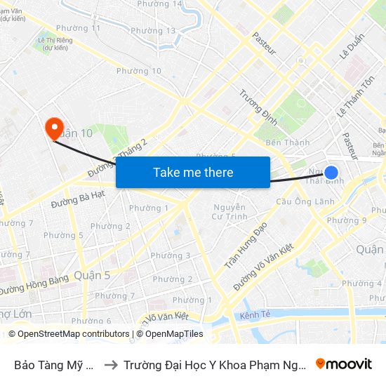 Bảo Tàng Mỹ Thuật to Trường Đại Học Y Khoa Phạm Ngọc Thạch map