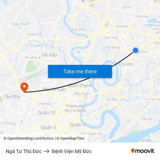 Ngã Tư Thủ Đức to Bệnh Viện Mỹ Đức map