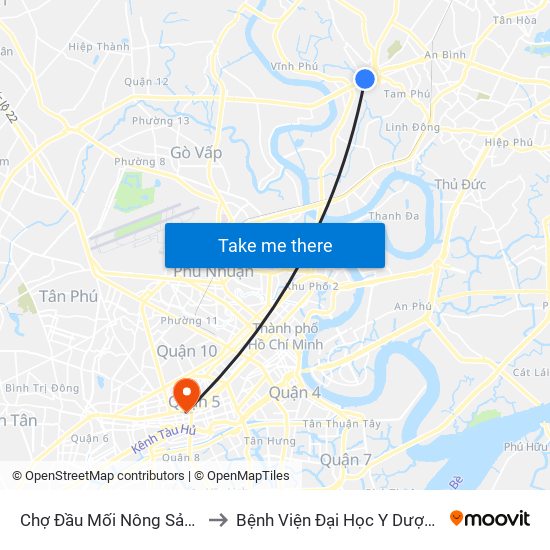 Chợ Đầu Mối Nông Sản Thủ Đức to Bệnh Viện Đại Học Y Dược (Cơ Sở 2) map