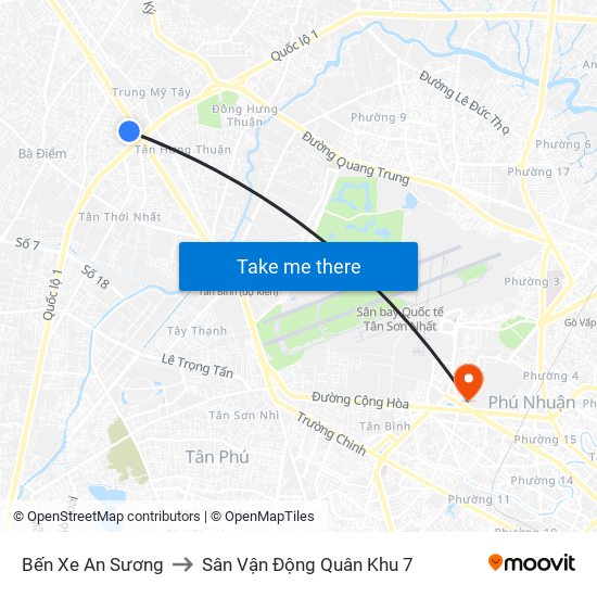 Bến Xe An Sương to Sân Vận Động Quân Khu 7 map