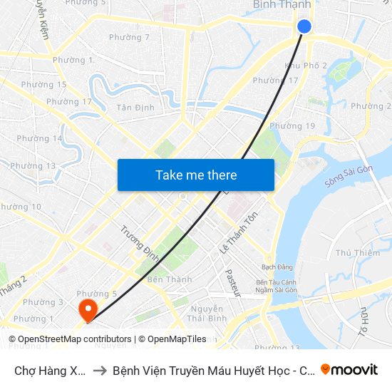 Chợ Hàng Xanh to Bệnh Viện Truyền Máu Huyết Học - Cơ Sở 2 map