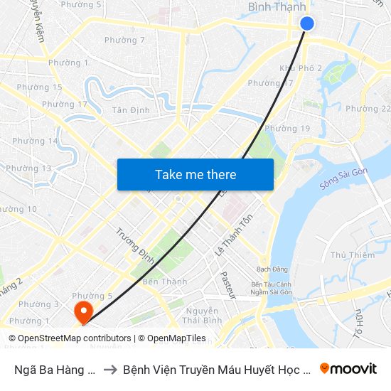 Ngã Ba Hàng Xanh to Bệnh Viện Truyền Máu Huyết Học - Cơ Sở 2 map