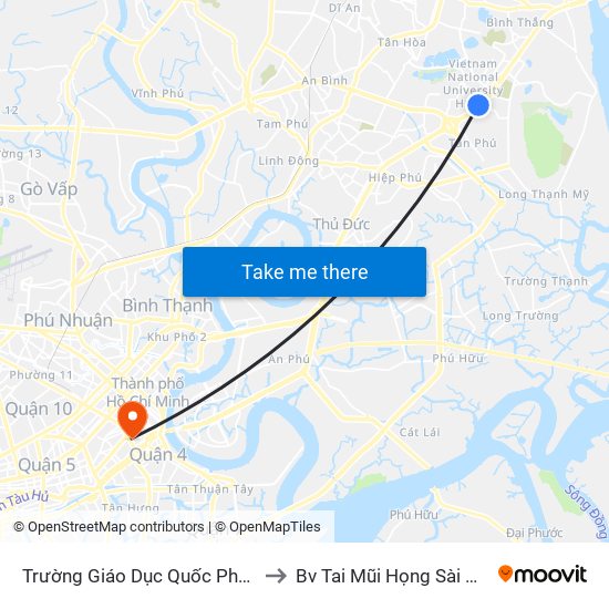 Trường Giáo Dục Quốc Phòng to Bv Tai Mũi Họng Sài Gòn map