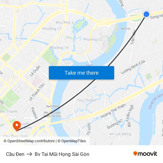 Cầu Đen to Bv Tai Mũi Họng Sài Gòn map