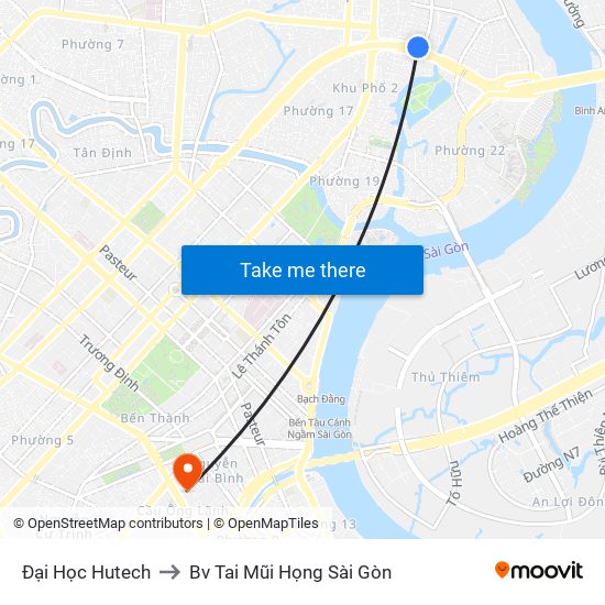 Đại Học Hutech to Bv Tai Mũi Họng Sài Gòn map