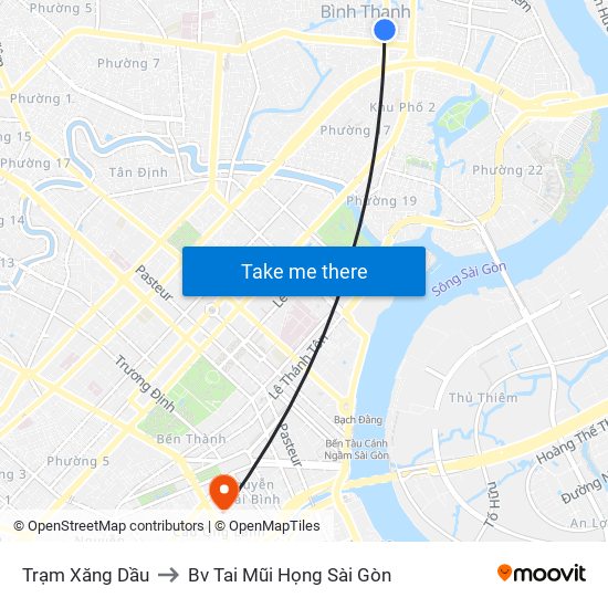 Trạm Xăng Dầu to Bv Tai Mũi Họng Sài Gòn map