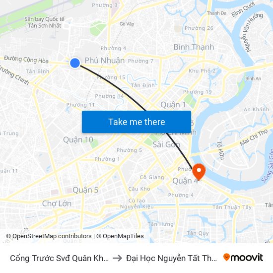 Cổng Trước Svđ Quân Khu 7 to Đại Học Nguyễn Tất Thành map