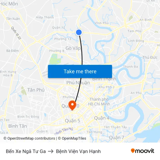 Bến Xe Ngã Tư Ga to Bệnh Viện Vạn Hạnh map