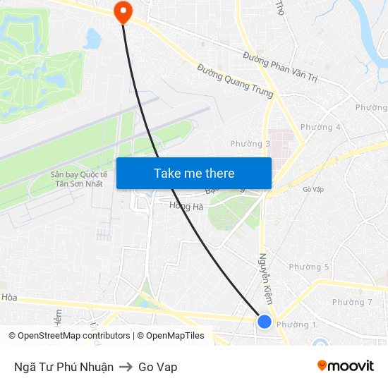 Ngã Tư Phú Nhuận to Go Vap map