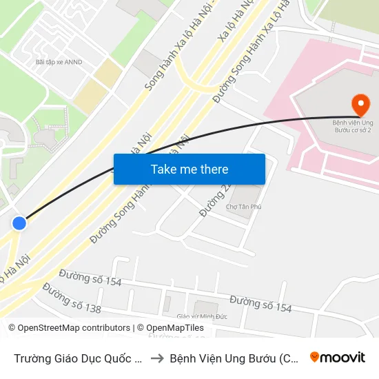 Trường Giáo Dục Quốc Phòng to Bệnh Viện Ung Bướu (Cơ Sở 2) map