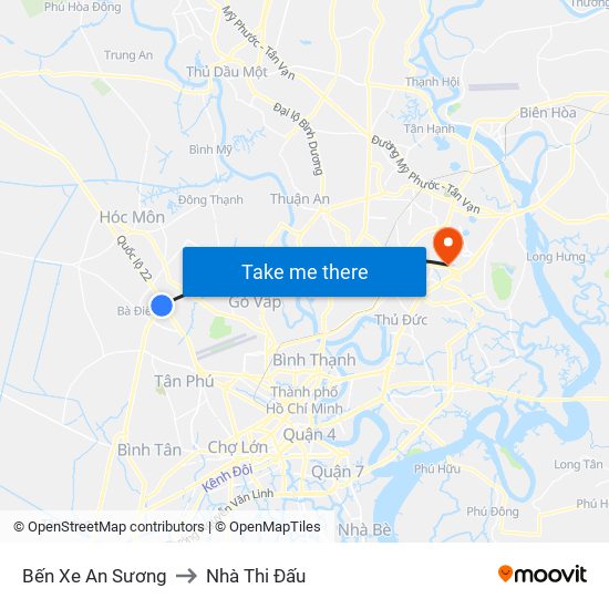 Bến Xe An Sương to Nhà Thi Đấu map