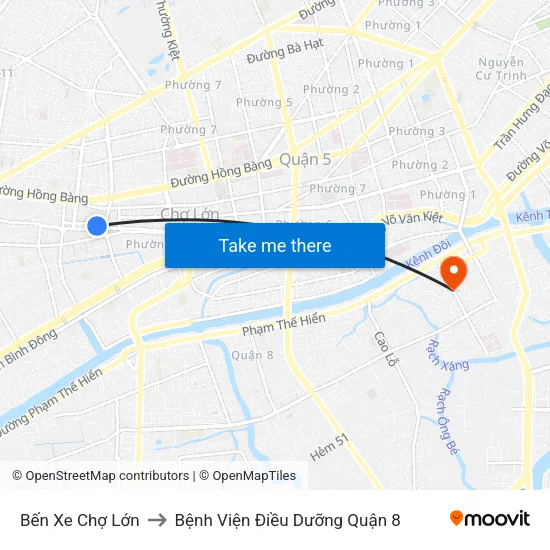 Bến Xe Chợ Lớn to Bệnh Viện Điều Dưỡng Quận 8 map