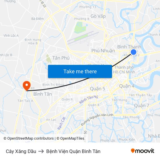 Cây Xăng Dầu to Bệnh Viện Quận Bình Tân map