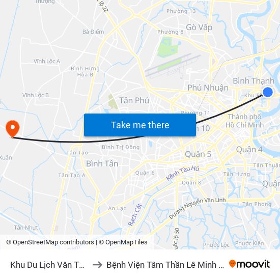 Khu Du Lịch Văn Thánh to Bệnh Viện Tâm Thần Lê Minh Xuân map