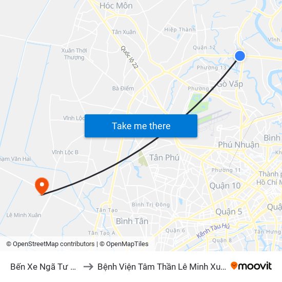 Bến Xe Ngã Tư Ga to Bệnh Viện Tâm Thần Lê Minh Xuân map