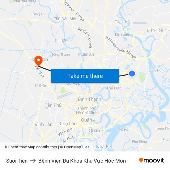 Suối Tiên to Bệnh Viện Đa Khoa Khu Vực Hóc Môn map