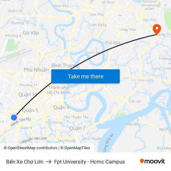 Bến Xe Chợ Lớn to Fpt University - Hcmc Campus map