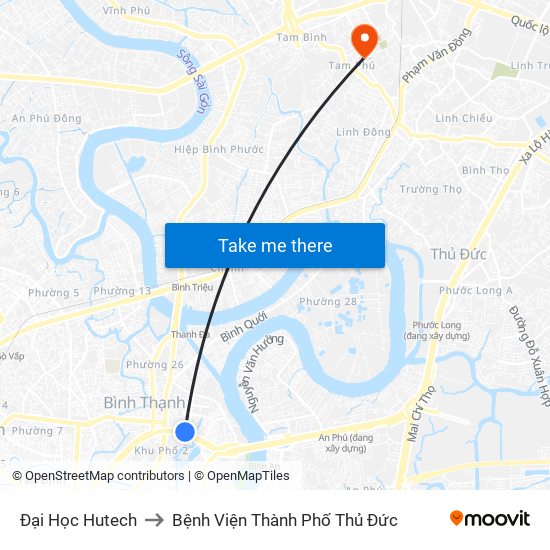 Đại Học Hutech to Bệnh Viện Thành Phố Thủ Đức map