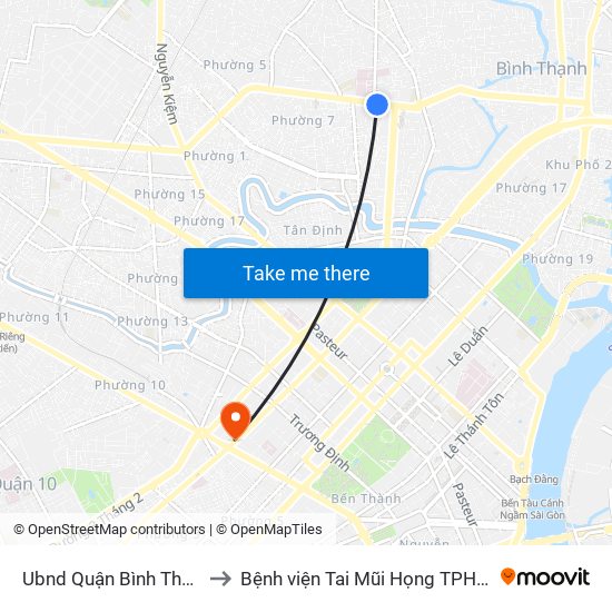 Ubnd Quận Bình Thạnh to Bệnh viện Tai Mũi Họng TPHCM map