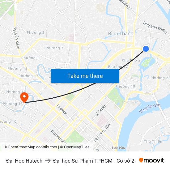 Đại Học Hutech to Đại học Sư Phạm TPHCM - Cơ sở 2 map