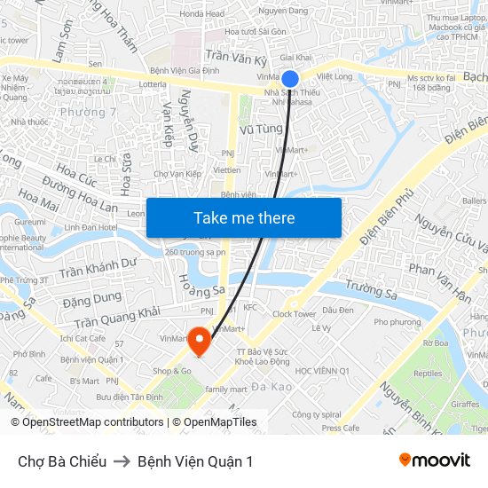 Chợ Bà Chiểu to Bệnh Viện Quận 1 map