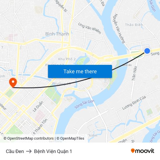Cầu Đen to Bệnh Viện Quận 1 map