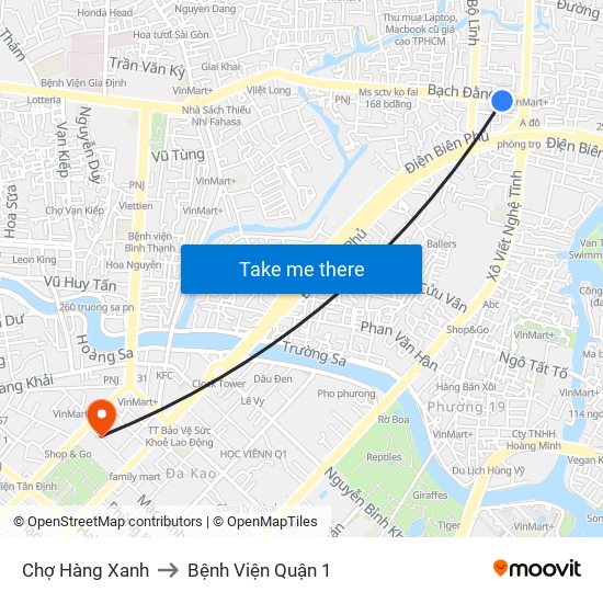 Chợ Hàng Xanh to Bệnh Viện Quận 1 map