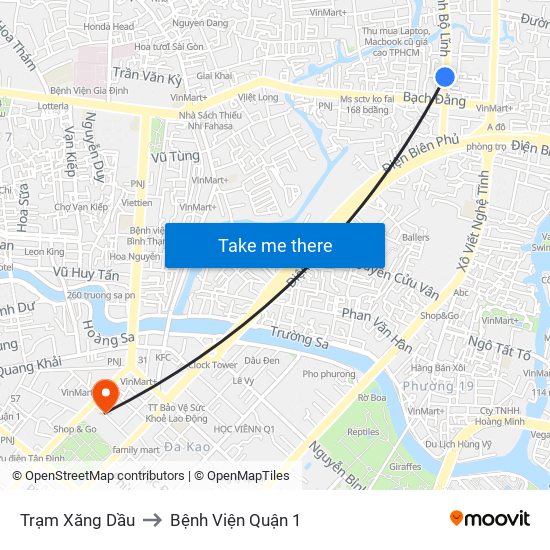 Trạm Xăng Dầu to Bệnh Viện Quận 1 map