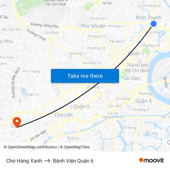 Chợ Hàng Xanh to Bệnh Viện Quận 6 map