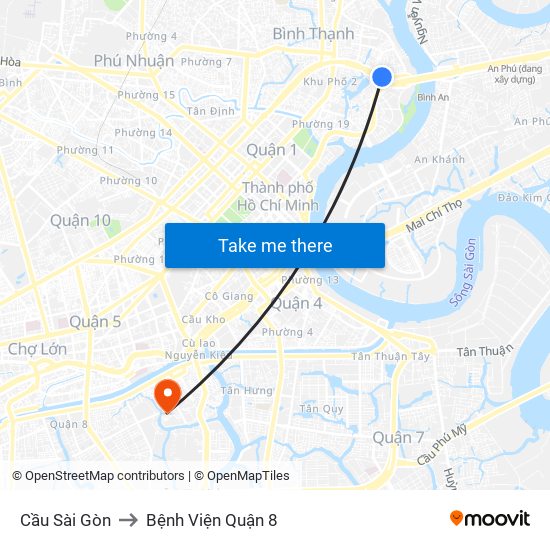 Cầu Sài Gòn to Bệnh Viện Quận 8 map