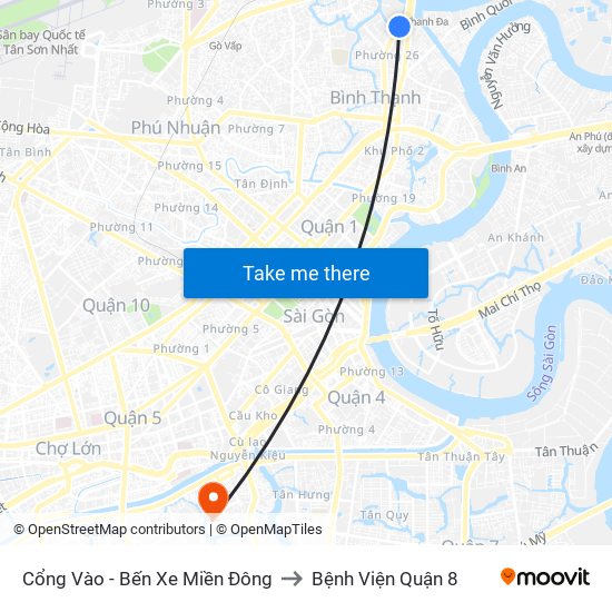 Cổng Vào - Bến Xe Miền Đông to Bệnh Viện Quận 8 map